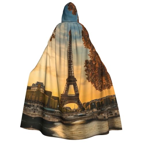 axzttupy Eiffelturm Paris Herbst Druck Erwachsene Kapuzenumhang Halloween Weihnachten Karneval Partys Mittelalter Motto Kostüm von axzttupy