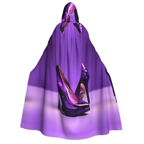 axzttupy Eleganter lila High Heels mit Lippenstift-Druck, Kapuzenumhang für Halloween, Cosplay, Karneval und Maskerade-Partys, Uni-Umhang von axzttupy