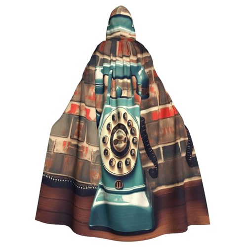axzttupy England UK Retro London Telefone Druck Unisex Halloween Kapuzenumhang volle Länge für Mittelalter Renaissance Cosplay Kostüme von axzttupy