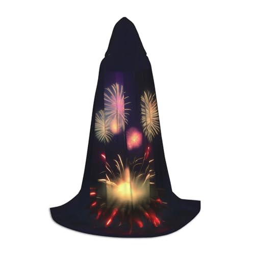 axzttupy Explosion Fireworks 3D-Druck Unisex Kapuzenumhang in voller Länge für Zauberer, Weihnachten, Karneval, Halloween, Cosplay von axzttupy