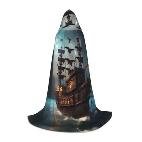 axzttupy Fantasie-Piratenschiff-Druck, Unisex, mit Kapuze, volle Länge, Umhang für Zauberer, Weihnachten, Karneval, Halloween, Cosplay axzttupy Fantasie-Piratenschiff-Druck, Unisex, mit Kapuze, volle Länge, Umhang für Zauberer, Weihnachten, Karneval, Halloween, Cosplay von axzttupy