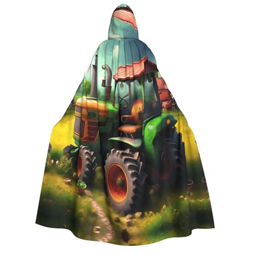 axzttupy Fantasy Bauernhof-Traktor-Druck, Erwachsenen-Kapuzenumhang, Halloween, Weihnachten, Karneval, Partys, Mittelalter-Kostüm von axzttupy