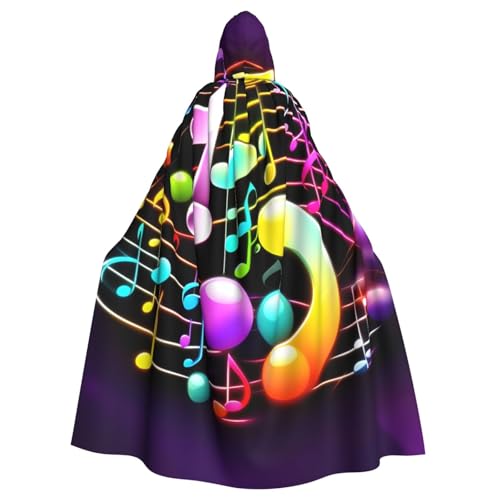 axzttupy Farbenfroher Musiknoten-Druck, Unisex, Halloween-Kapuzenumhang, volle Länge, für mittelalterliche Renaissance-Cosplay-Kostüme von axzttupy