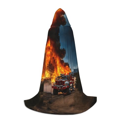 axzttupy Feuerwehrmann Flamme 1 Druck Kapuzenumhang Umhang Umhang für Karneval Halloween und Motto-Partys Bequemer Umhang von axzttupy