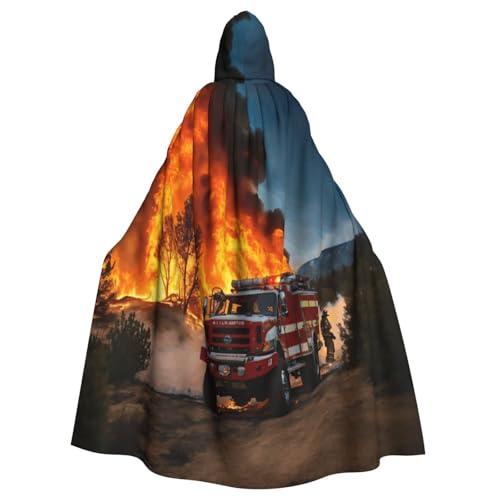 axzttupy Feuerwehrmann Flamme 1 Druck Unisex Halloween Kapuzenumhang volle Länge für Mittelalter Renaissance Cosplay Kostüme von axzttupy