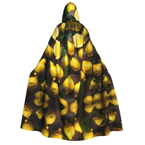 axzttupy Frischer tropischer Zitronen-Druck, Erwachsenenkostüm, mit Kapuze, Halloween, Weihnachten, Karneval, Partys, Mittelalter-Kostüm von axzttupy