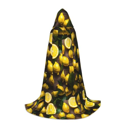 axzttupy Frischer tropischer Zitronen-Druck, Unisex, mit Kapuze, volle Länge, Umhang für Zauberer, Weihnachten, Karneval, Halloween, Cosplay von axzttupy