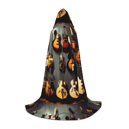 axzttupy Gitarrenkollektion, Druck, Unisex, mit Kapuze, Umhang, für Zauberer, Weihnachten, Karneval, Halloween, Cosplay von axzttupy