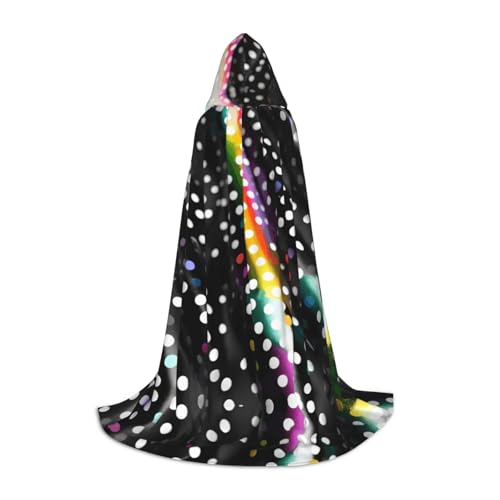 axzttupy Glitzernder Regenbogen, gepunktet, gestreift, schwarz-weißer Druck, unisex, mit Kapuze, Umhang, für Zauberer, Weihnachten, Karneval, Halloween, Cosplay axzttupy Glitzernder Regenbogen, gepunktet, gestreift, schwarz-weißer Druck, unisex, mit Kapuze, Umhang, für Zauberer, Weihnachten, Karneval, Halloween, Cosplay von axzttupy