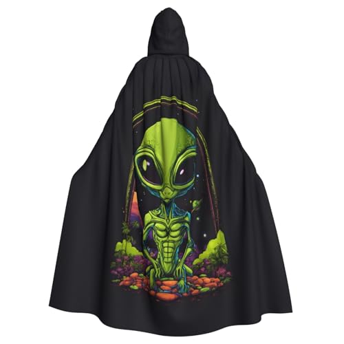 axzttupy Grüner Alien-Druck, Unisex, Halloween-Kapuzenumhang, volle Länge, für mittelalterliche Renaissance-Cosplay-Kostüme von axzttupy
