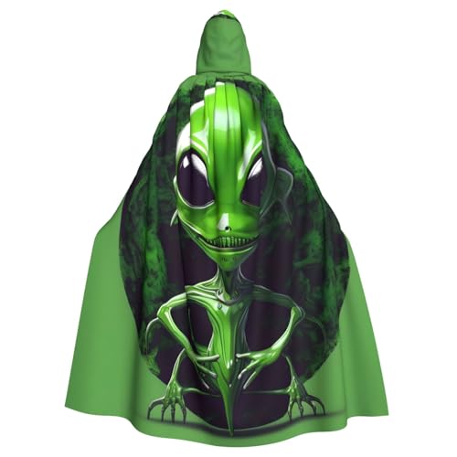 axzttupy Grüner Alien-Druck, Unisex, Halloween-Kapuzenumhang, volle Länge, für mittelalterliche Renaissance-Cosplay-Kostüme von axzttupy