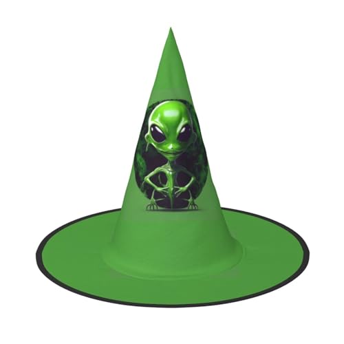 axzttupy Grüner Alien-Druck Halloween Hexenhut Unisex Karneval Kostüm Zubehör Partys Cosplay und Festlich von axzttupy