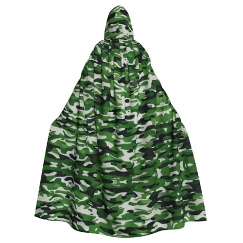 axzttupy Grüner Camouflage-Umhang mit Kapuze, Unisex, Halloween, volle Länge, für mittelalterliche Renaissance-Cosplay-Kostüme von axzttupy