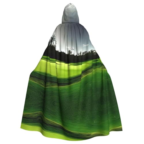 axzttupy Grüner Golfplatz-Druck, Unisex, Halloween-Kapuzenumhang, volle Länge, für Mittelalter-Renaissance-Cosplay-Kostüme von axzttupy
