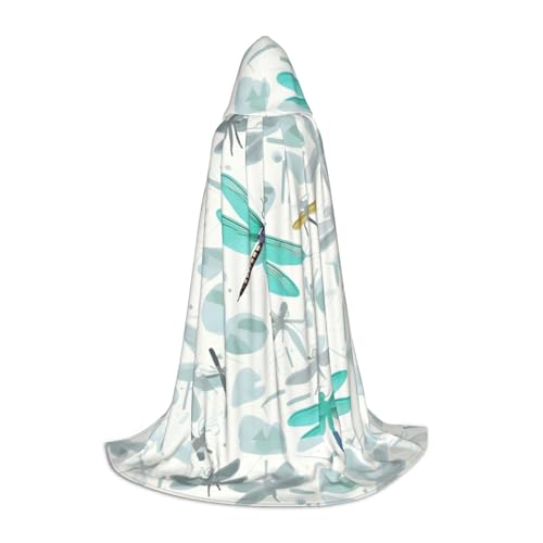 axzttupy Grüner Libellen-Druck, Unisex, mit Kapuze, volle Länge, Umhang für Zauberer, Weihnachten, Karneval, Halloween, Cosplay von axzttupy
