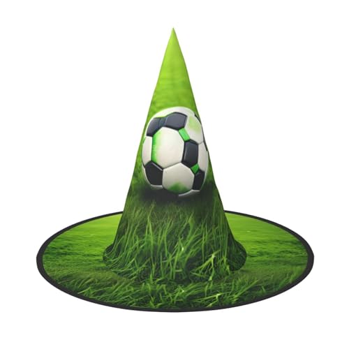 axzttupy Grünes Gras, Fußball-Druck, Halloween, Hexenhut, Unisex, Karneval, Kostüm, Zubehör, Partys, Cosplay und Festlich von axzttupy