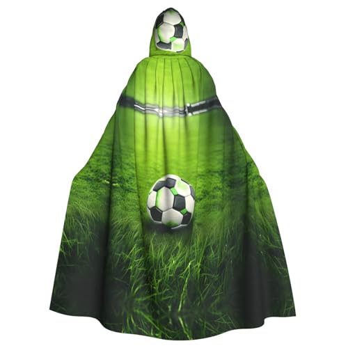 axzttupy Grünes Gras, Fußball-Druck, Unisex, Halloween-Kapuzenumhang, volle Länge, für Mittelalter-Renaissance-Cosplay-Kostüme von axzttupy