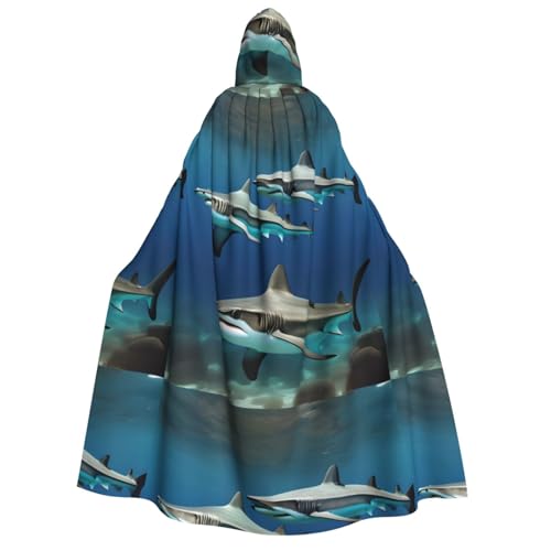 axzttupy Hammerhead Sharks Print Adult Hooded Cloak Halloween Christmas Carnival Parties Medieval Theme Costume von axzttupy