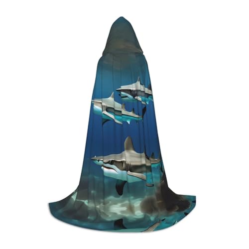 axzttupy Hammerhead Sharks Print Unisex Hooded Full Length Cloak For Wizard Christmas Carnival Halloween Cosplay von axzttupy