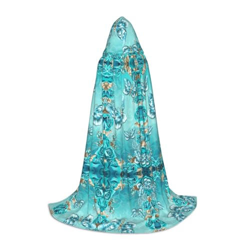 axzttupy Hellblauer Schmetterlingsaufdruck, Unisex, mit Kapuze, für Zauberer, Weihnachten, Karneval, Halloween, Cosplay von axzttupy