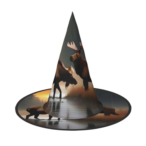 axzttupy Hirsch Bär Elch Druck Halloween Hexenhut Unisex Karneval Kostüm Zubehör Partys Cosplay und Festlich axzttupy Hirsch Bär Elch Druck Halloween Hexenhut Unisex Karneval Kostüm Zubehör Partys Cosplay und Festlich von axzttupy