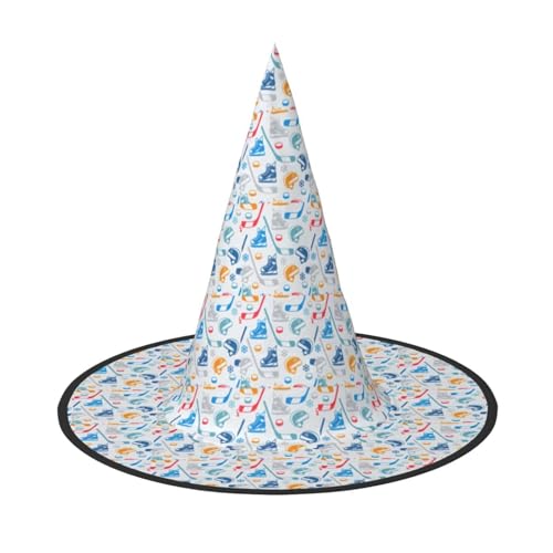 axzttupy Hockey Elements Kreativer gemusterter Druck Halloween Hexenhut Unisex Karneval Kostüm Zubehör Partys Cosplay und Festlich axzttupy Hockey Elements Kreativer gemusterter Druck Halloween Hexenhut Unisex Karneval Kostüm Zubehör Partys Cosplay und Festlich von axzttupy