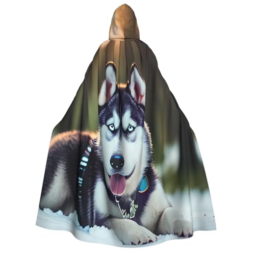 axzttupy Husky Hunde-Aufdruck, Erwachsenenkostüm, Kapuzenumhang, Halloween, Weihnachten, Karneval, Partys, Mittelalter von axzttupy