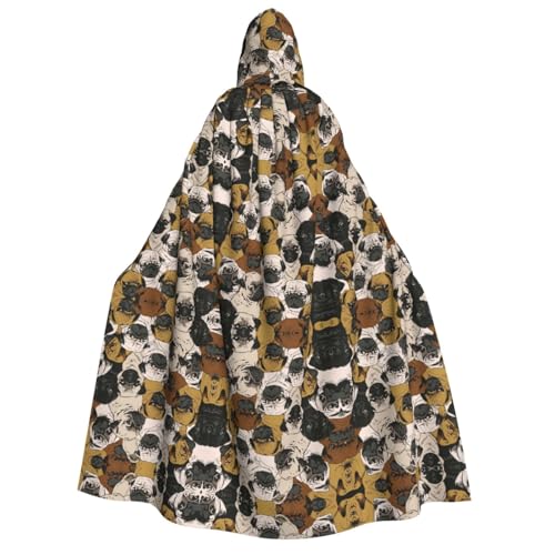 axzttupy Imagen De Pug Print Erwachsene Kapuzenumhang Halloween Weihnachten Karneval Partys Mittelalter Motto Kostüm von axzttupy