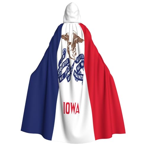 axzttupy Iowa Umhang mit Kapuze für Erwachsene, Motiv: Staatsflagge, Halloween, Weihnachten, Karneval, Partys, Mittelalter-Kostüm, Motto-Kostüm von axzttupy