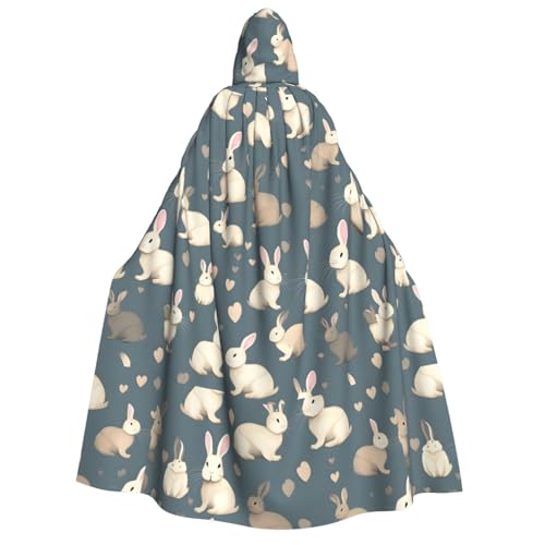 axzttupy Kaninchen-Hintergrunddruck, Erwachsenen-Kapuzenumhang, Halloween, Weihnachten, Karneval, Partys, Mittelalter-Kostüm von axzttupy