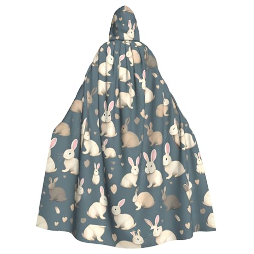 axzttupy Kaninchen-Hintergrunddruck, Unisex, Halloween-Kapuzenumhang, volle Länge, für mittelalterliche Renaissance-Cosplay-Kostüme von axzttupy