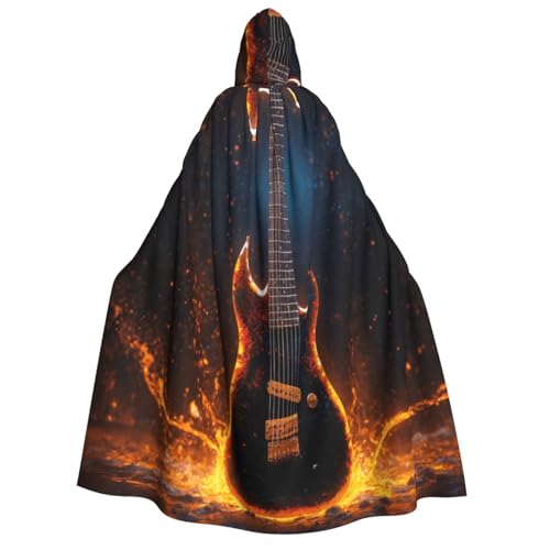 axzttupy Kapuzenumhang für Erwachsene, E-Gitarre, 3 Aufdruck, Halloween, Weihnachten, Karneval, Partys, Mittelalter-Kostüm von axzttupy