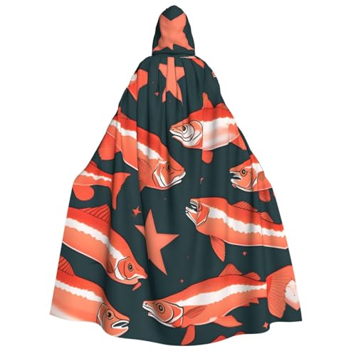 axzttupy Kapuzenumhang für Erwachsene, Lachsdruck, Halloween, Weihnachten, Karneval, Partys, Mittelalter-Kostüm axzttupy Kapuzenumhang für Erwachsene, Lachsdruck, Halloween, Weihnachten, Karneval, Partys, Mittelalter-Kostüm von axzttupy