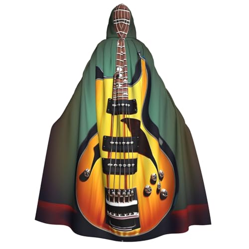 axzttupy Kapuzenumhang für Erwachsene, Motiv: Gitarre, Bass, Musik, Musikinstrumente, Halloween, Weihnachten, Karneval, Partys, Mittelalter von axzttupy