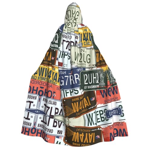axzttupy Kapuzenumhang für Erwachsene, Nummernschild-Druck, Halloween, Weihnachten, Karneval, Partys, Mittelalter-Kostüm von axzttupy