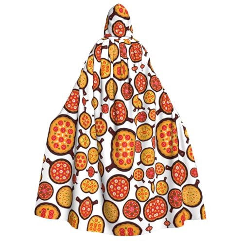 axzttupy Kapuzenumhang für Erwachsene, Pizza-Aufdruck, Halloween, Weihnachten, Karneval, Partys, Mittelalter-Kostüm von axzttupy