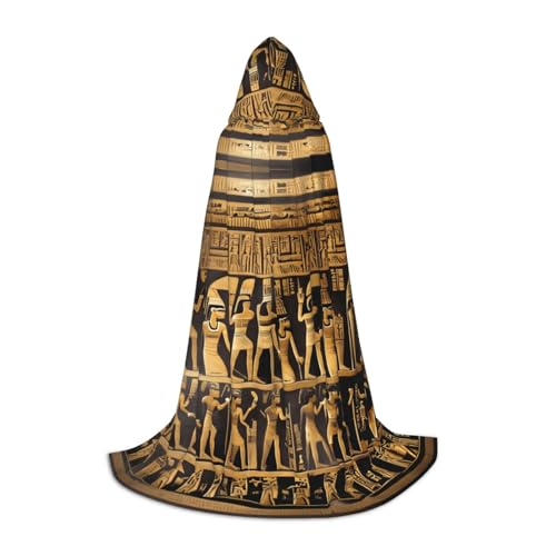 axzttupy Kapuzenumhang mit Ägypten-Hieroglyphen, für Karneval, Halloween und Motto-Partys, bequemer Umhang von axzttupy