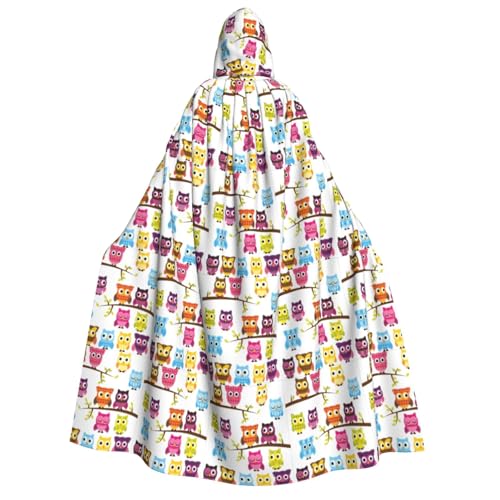 axzttupy Kapuzenumhang mit Eulen auf Baumzweigen, für Erwachsene, Halloween, Weihnachten, Karneval, Partys, Mittelalter-Kostüm von axzttupy