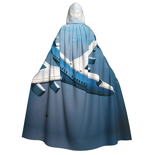 axzttupy Kapuzenumhang mit Flugzeugaufdruck, für Halloween, Cosplay, Karneval und Maskerade, Partys, Uni, Umhang von axzttupy