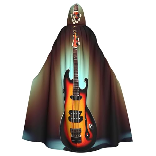 axzttupy Kapuzenumhang mit Gitarre, Bass, Musik, Musikinstrument, Unisex, Halloween, volle Länge, für Mittelalter, Renaissance, Cosplay-Kostüme von axzttupy