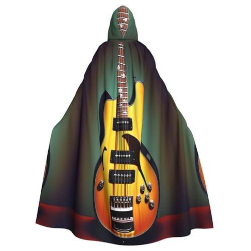 axzttupy Kapuzenumhang mit Gitarre, Bass, Musik, Musikinstrumente, Unisex, Halloween, volle Länge, für Mittelalter, Renaissance, Cosplay-Kostüme von axzttupy