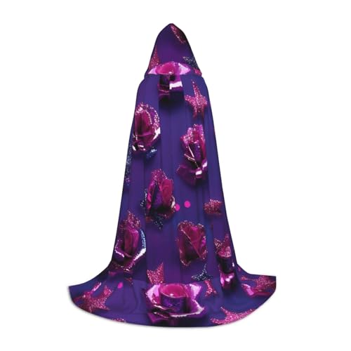 axzttupy Kapuzenumhang mit Glitzer-Pailletten, Rosen-Druck, für Karneval, Halloween und Motto-Partys, bequemer Umhang axzttupy Kapuzenumhang mit Glitzer-Pailletten, Rosen-Druck, für Karneval, Halloween und Motto-Partys, bequemer Umhang von axzttupy