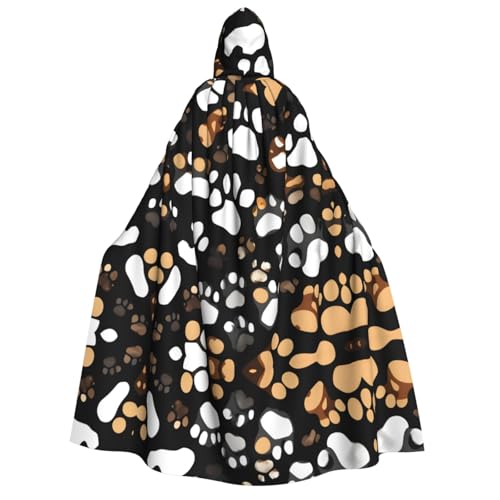 axzttupy Kapuzenumhang mit Hundepfotenabdruck für Erwachsene, Halloween, Weihnachten, Karneval, Partys, Mittelalter-Kostüm von axzttupy