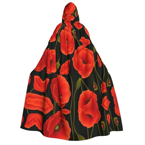 axzttupy Kapuzenumhang mit Mohnblumen-Druck, für Erwachsene, Halloween, Weihnachten, Karneval, Partys, Mittelalter-Kostüm axzttupy Kapuzenumhang mit Mohnblumen-Druck, für Erwachsene, Halloween, Weihnachten, Karneval, Partys, Mittelalter-Kostüm von axzttupy