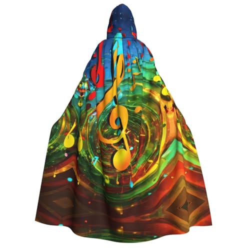 axzttupy Kapuzenumhang mit Musiknote 2, für Erwachsene, Halloween, Weihnachten, Karneval, Partys, Mittelalter-Kostüm von axzttupy