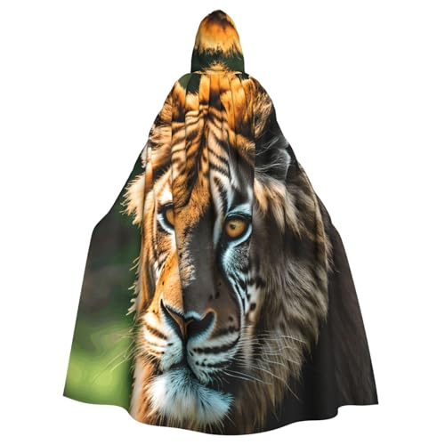axzttupy Kapuzenumhang mit afrikanischem Tierdruck, Unisex, Halloween, volle Länge, für Mittelalter-Renaissance-Cosplay-Kostüme von axzttupy