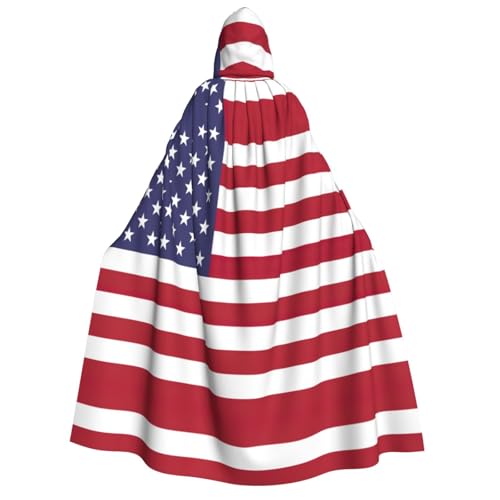 axzttupy Kapuzenumhang mit amerikanischer Flagge, für Erwachsene, Halloween, Weihnachten, Karneval, Partys, Mittelalter-Kostüm von axzttupy