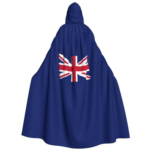 axzttupy Kapuzenumhang mit britischer Flagge, für Erwachsene, Halloween, Weihnachten, Karneval, Partys, Mittelalter-Kostüm von axzttupy