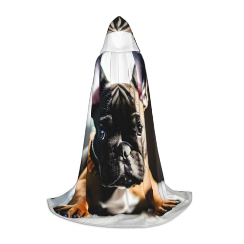 axzttupy Kapuzenumhang mit französischer Bulldogge, für Karneval, Halloween und Motto-Partys, bequemer Umhang axzttupy Kapuzenumhang mit französischer Bulldogge, für Karneval, Halloween und Motto-Partys, bequemer Umhang von axzttupy