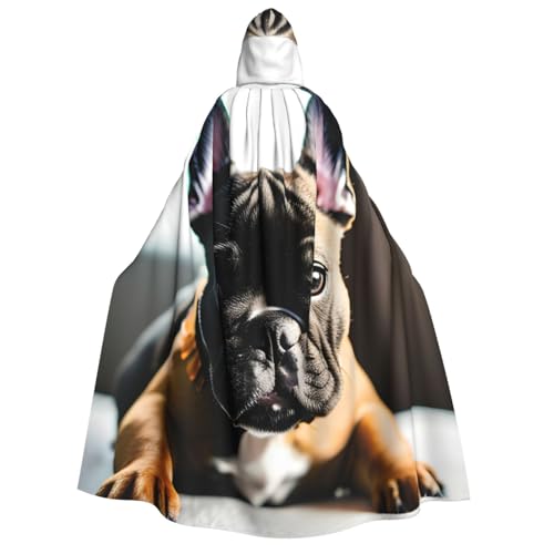 axzttupy Kapuzenumhang mit französischer Bulldogge für Erwachsene, Halloween, Weihnachten, Karneval, Partys, Mittelalter-Kostüm von axzttupy